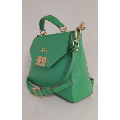 Skórzana torebka Boca kuferek z rączką w kolorze zielonym