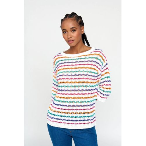 Ażurowy sweter Tinta w kolorowe paski