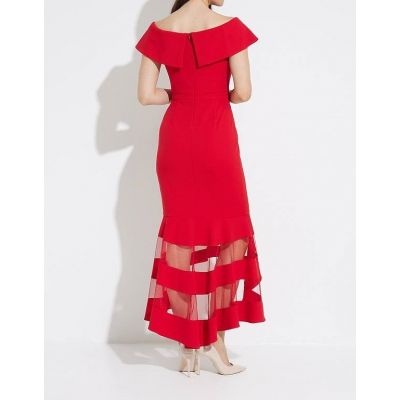 Czerwona suknia Joseph Ribkoff w stylu carmen