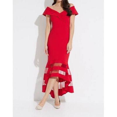 Czerwona suknia Joseph Ribkoff w stylu carmen