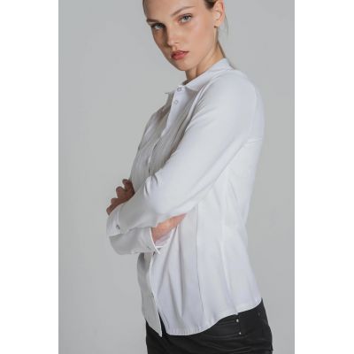 Biała bluzka koszulowa z haftem Bariloche