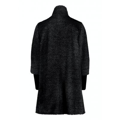 Wełniany czarny płaszcz z alpaką Saint Jacques
