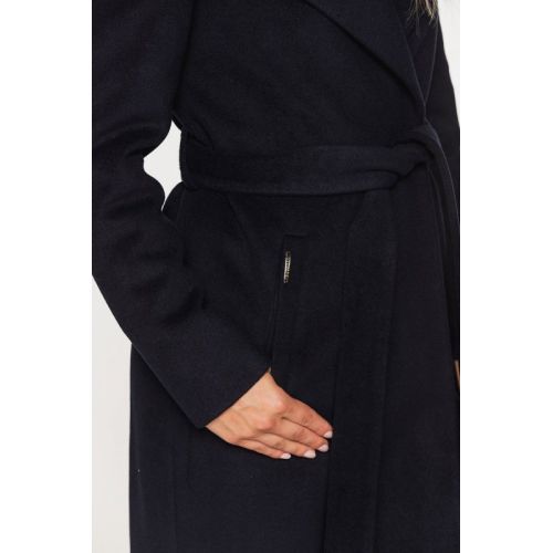 Czarny wełniany płaszcz z alpaką "MAJA" Passero