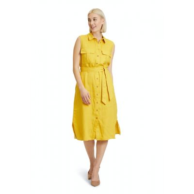 Lniana sukienka w kolorze żółtym szmizjerka Betty Barclay