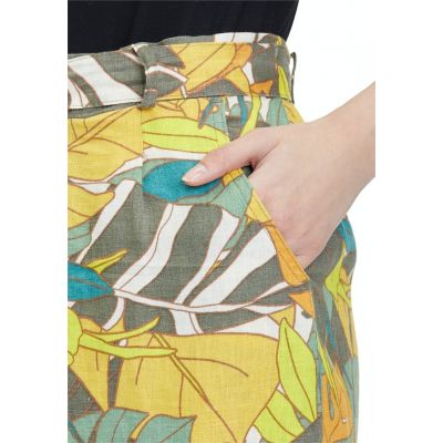 Spódnica lniana z wiązaniem w kolorowe liście Betty Barclay