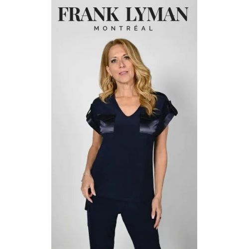 Granatowa bluzka Frank Lyman z kieszeniami