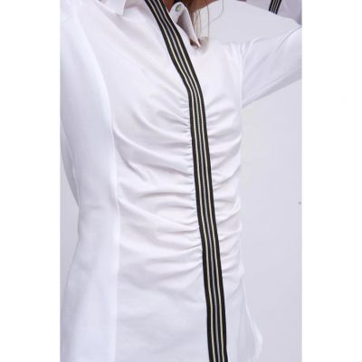 Biała koszula z bawełny TINTA z ozdobnym lampasem