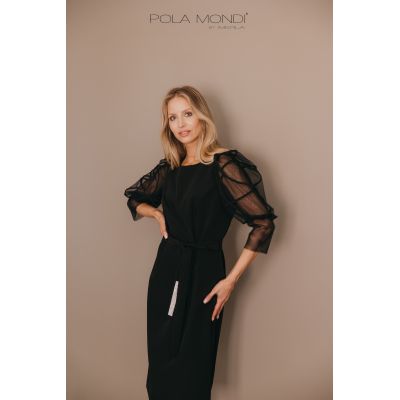 Sukienka Pola Mondi z prześwitującym rękawem w kolorze czarnym