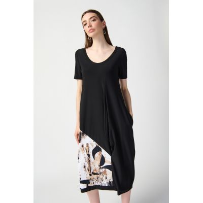 Sukienka Joseph Ribkoff typu kokon z abstrakcyjnym wzorem