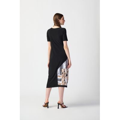 Sukienka Joseph Ribkoff typu kokon z abstrakcyjnym wzorem